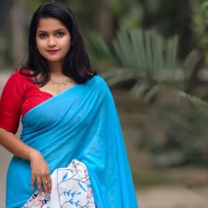 Elegant Cotton Saree with Beautiful Embroidery Work - Image 4