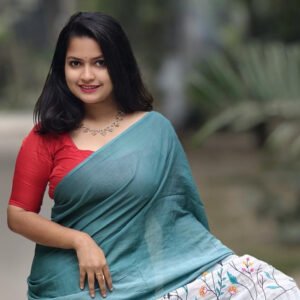 Elegant Cotton Saree with Beautiful Embroidery Work - Image 2