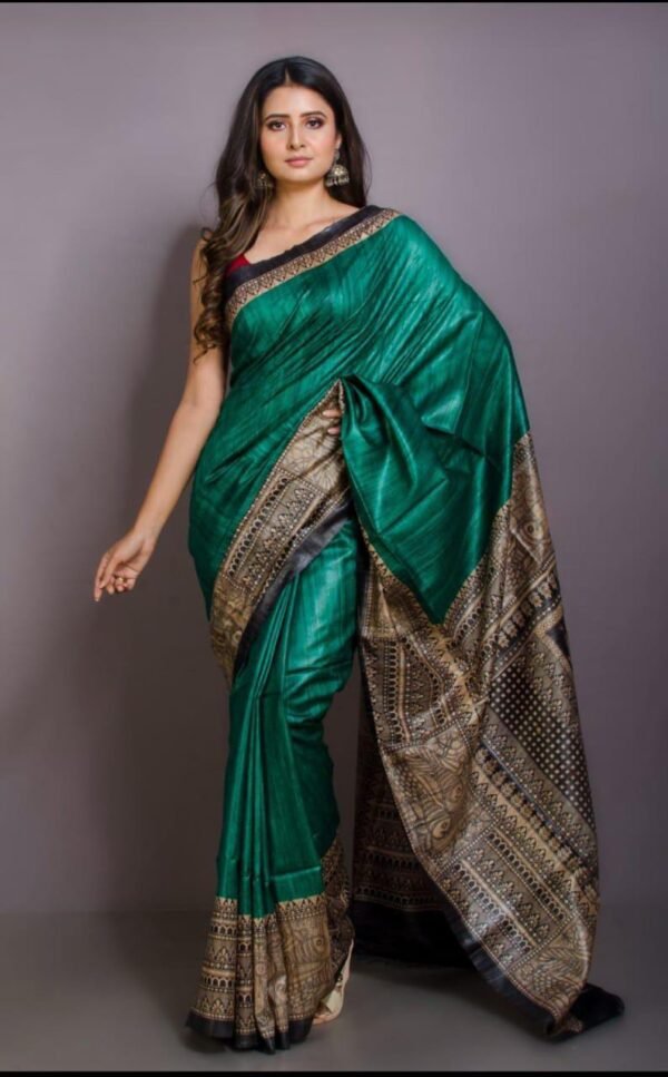 Bhagalpuri pure tusser giccha saree