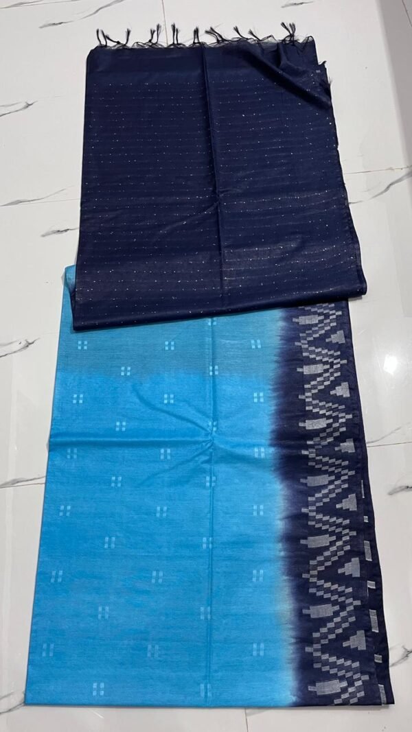 Kota viscose silk saree with white dupion weaving design