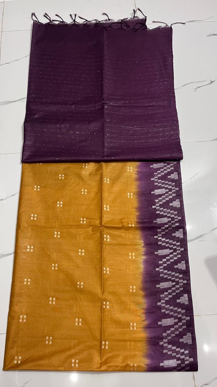 Kota viscose silk saree with white dupion weaving design - Image 3