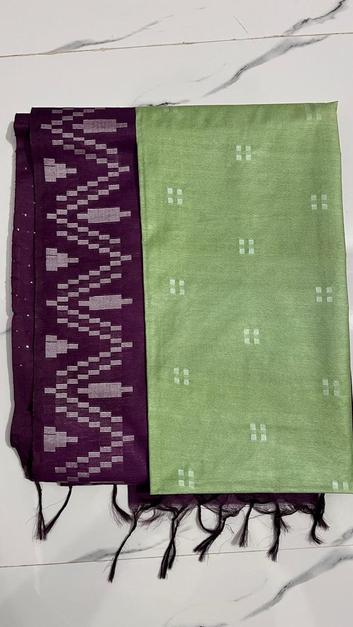 Kota viscose silk saree with white dupion weaving design - Image 4