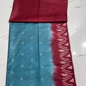 Kota viscose silk saree with white dupion weaving design - Image 5