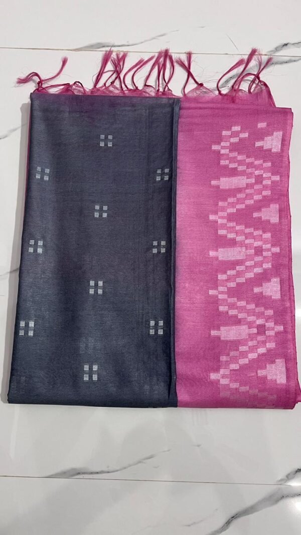 Kota viscose silk saree with white dupion weaving design