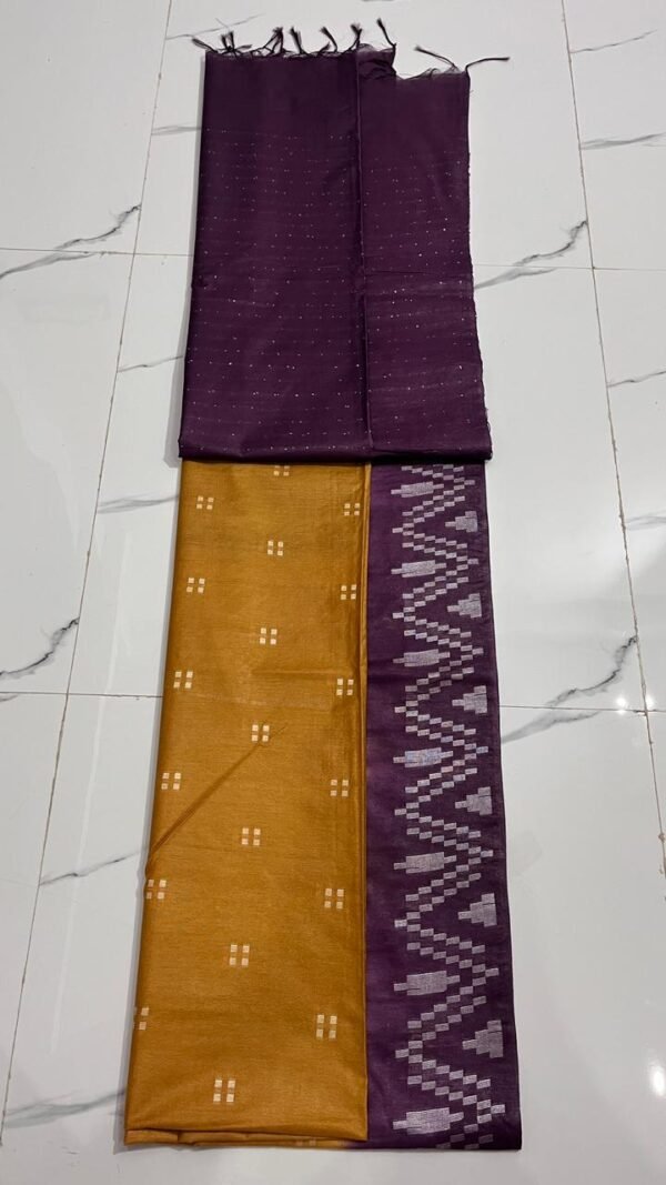 Kota viscose silk saree with white dupion weaving design