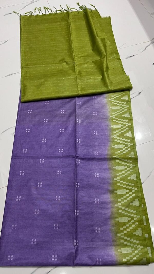 Kota viscose silk saree with white dupion weaving design