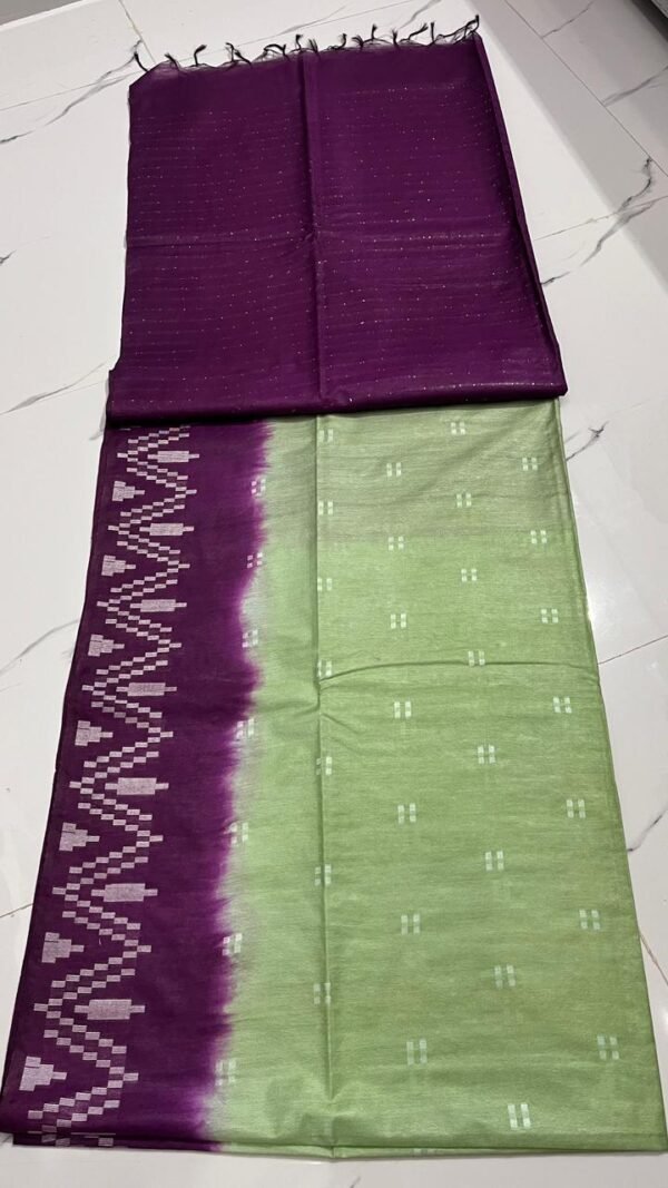 Kota viscose silk saree with white dupion weaving design