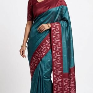 Kota viscose silk saree with white dupion weaving design