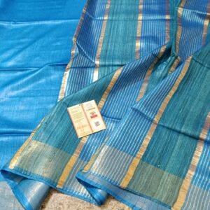 Tussar by Staple body with Geicha Weveing pallu Beautiful jari border soft silk saree - Image 12