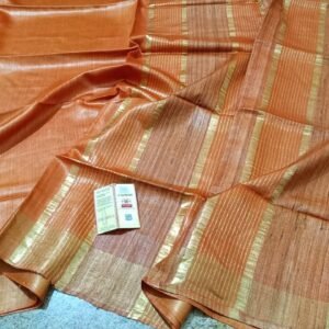 Tussar by Staple body with Geicha Weveing pallu Beautiful jari border soft silk saree - Image 15