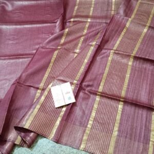 Tussar by Staple body with Geicha Weveing pallu Beautiful jari border soft silk saree - Image 9