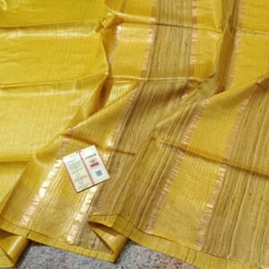 Tussar by Staple body with Geicha Weveing pallu Beautiful jari border soft silk saree - Image 6