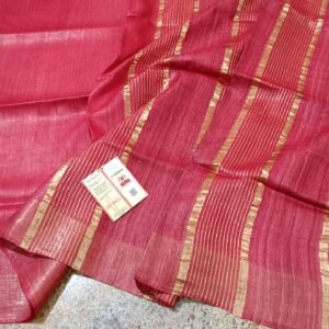 Tussar by Staple body with Geicha Weveing pallu Beautiful jari border soft silk saree - Image 5