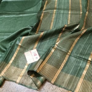 Tussar by Staple body with Geicha Weveing pallu Beautiful jari border soft silk saree - Image 3