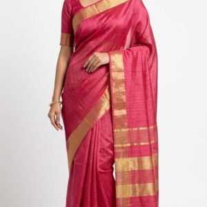 Tussar by Staple body with Geicha Weveing pallu Beautiful jari border soft silk saree - Image 1