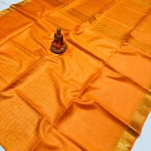 Premium Kota Satpal silk saree with golden zari check - Image 8