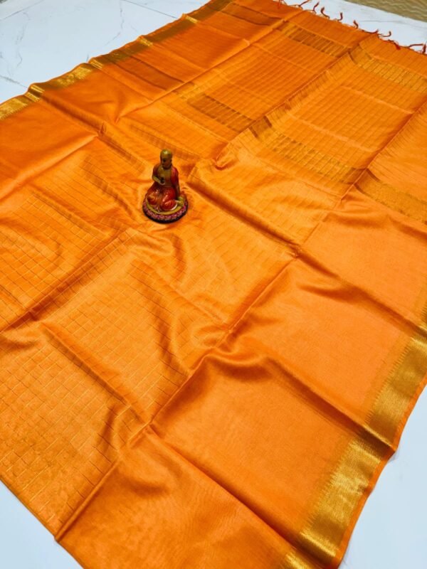 Premium Kota Satpal silk saree with golden zari check