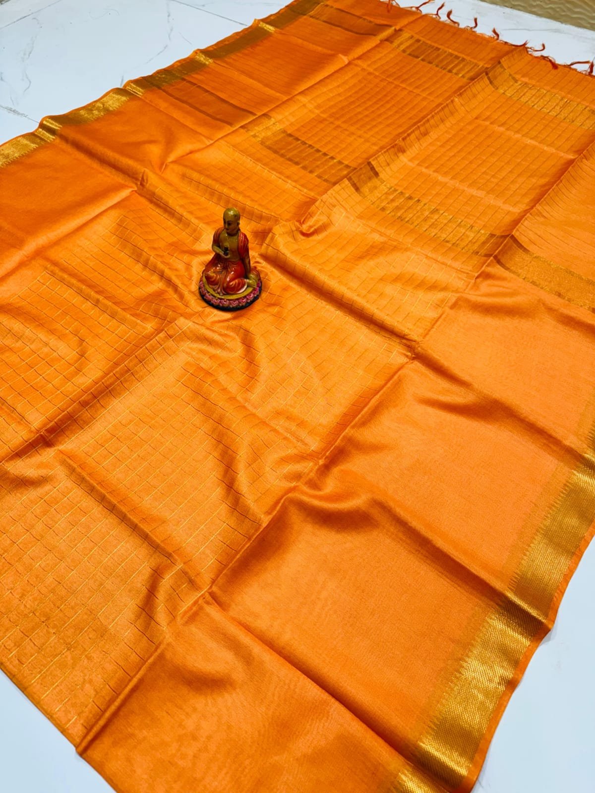 Premium Kota Satpal silk saree with golden zari check - Image 8
