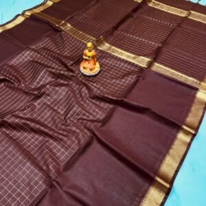 Premium Kota Satpal silk saree with golden zari check - Image 9