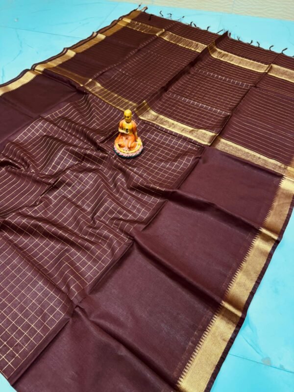 Premium Kota Satpal silk saree with golden zari check