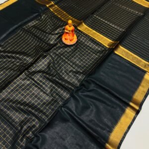 Premium Kota Satpal silk saree with golden zari check - Image 5
