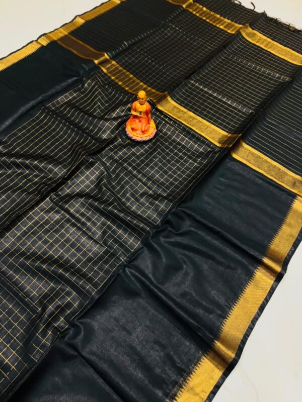 Premium Kota Satpal silk saree with golden zari check