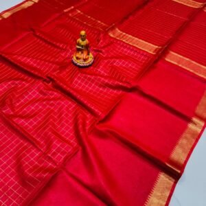 Premium Kota Satpal silk saree with golden zari check - Image 7