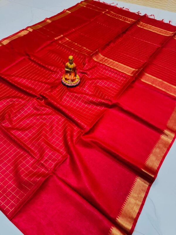 Premium Kota Satpal silk saree with golden zari check