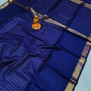 Premium Kota Satpal silk saree with golden zari check - Image 3