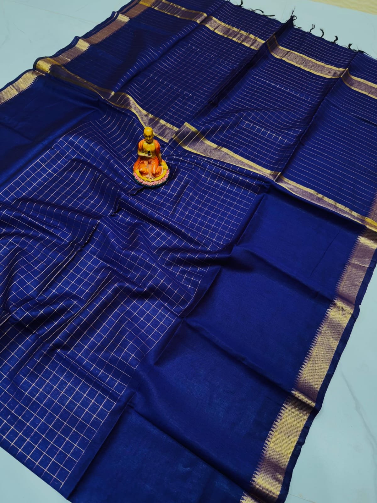 Premium Kota Satpal silk saree with golden zari check - Image 3