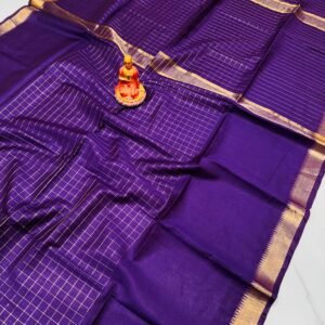 Premium Kota Satpal silk saree with golden zari check - Image 2