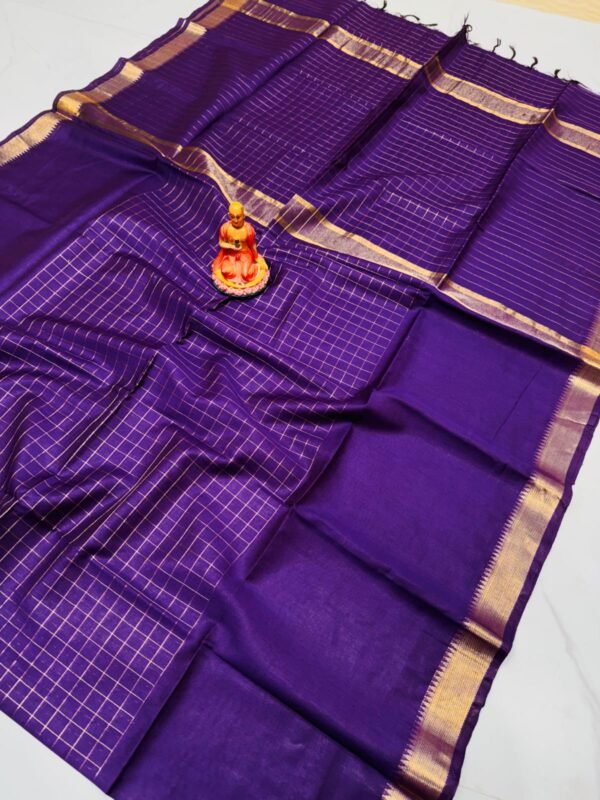 Premium Kota Satpal silk saree with golden zari check
