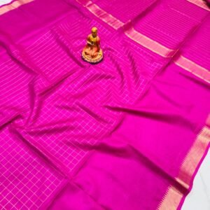 Premium Kota Satpal silk saree with golden zari check - Image 4