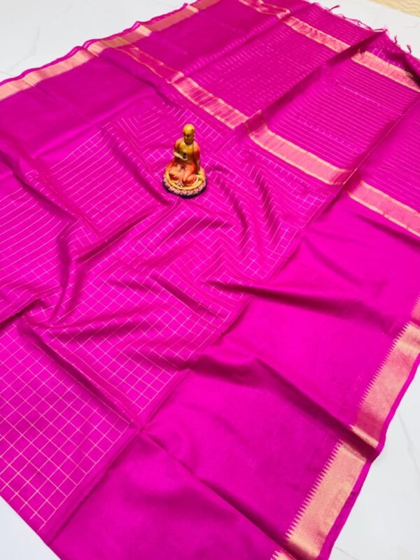 Premium Kota Satpal silk saree with golden zari check