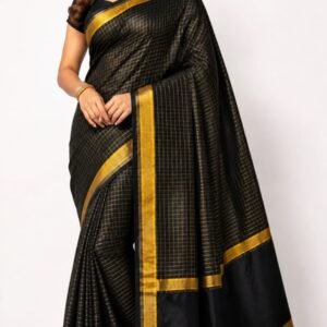 Premium Kota Satpal silk saree with golden zari check - Image 1