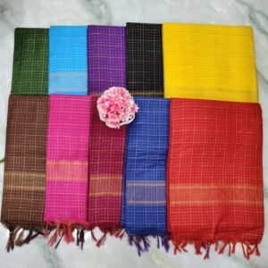Bhagalpuri Mangalgiri saree with mini check design - Image 10