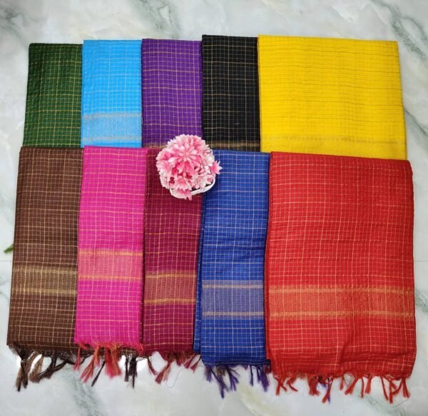 Bhagalpuri Mangalgiri saree with mini check design