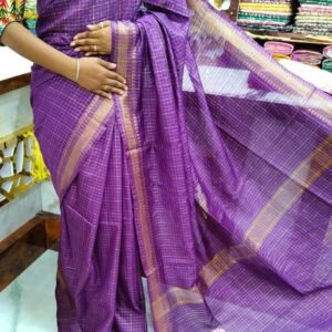 Bhagalpuri Mangalgiri saree with mini check design - Image 9