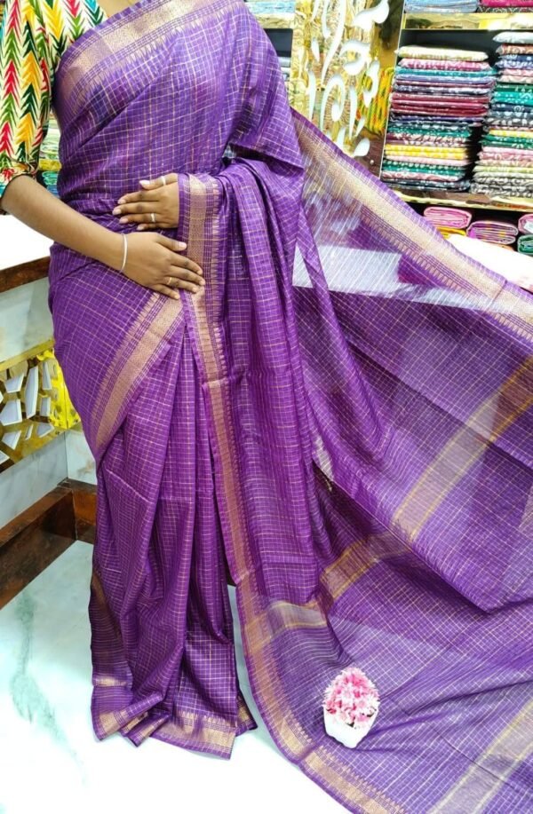 Bhagalpuri Mangalgiri saree with mini check design