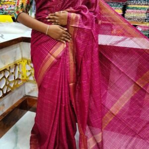 Bhagalpuri Mangalgiri saree with mini check design - Image 6