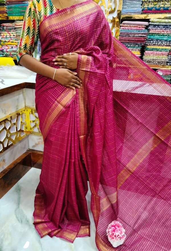 Bhagalpuri Mangalgiri saree with mini check design