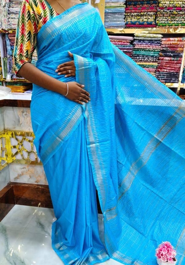 Bhagalpuri Mangalgiri saree with mini check design