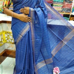 Bhagalpuri Mangalgiri saree with mini check design - Image 3