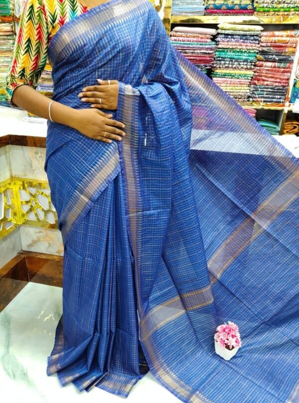 Bhagalpuri Mangalgiri saree with mini check design