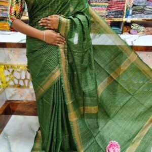 Bhagalpuri Mangalgiri saree with mini check design - Image 2