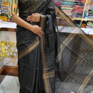 Bhagalpuri Mangalgiri saree with mini check design - Image 4