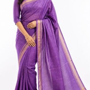 Bhagalpuri Mangalgiri saree with mini check design - Image 1